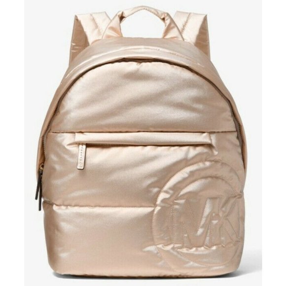 New Michael Kors Rae Medium Backpack Soft Quilted Polyester Rose Gold - Picture 1 of 6